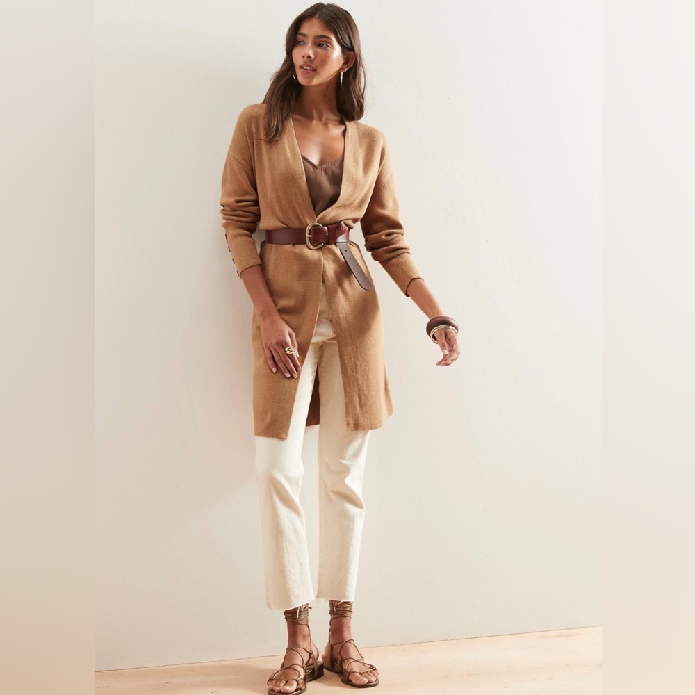 long ridged open front cardigan banana republic